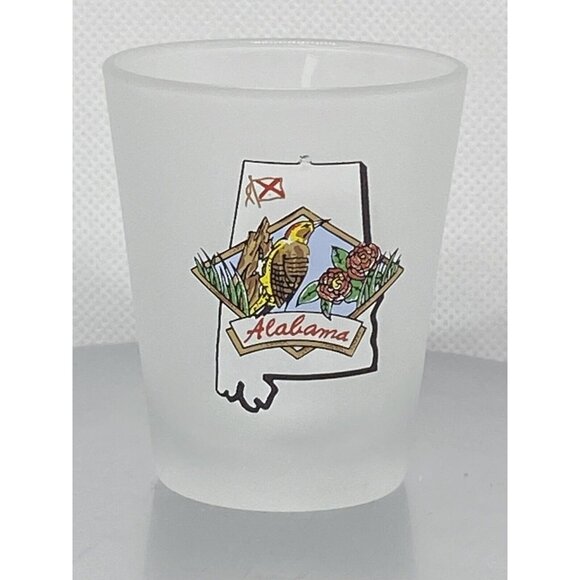 Alabama Souvenir Shot Glass Alabama State Cutout State Flower Bird State Flag - Picture 1 of 2